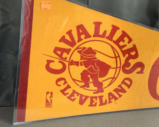 Lot 889: Vintage Basketball Pennants - Bucks / Cavaliers / Pistons / Bulls