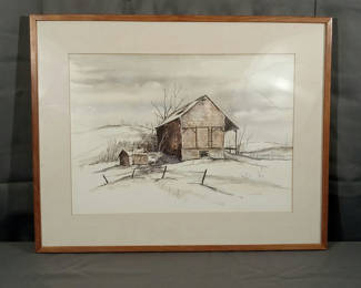 Lot 861: Framed Ivan Lenker Original Watercolor
