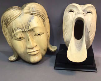 Lot 902: Indonesian Wood Theatre Masks
