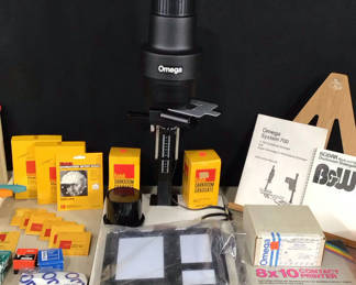 Lot 908: Omega System 700 C-700 Condenser Enlarger with Darkroom Supplies