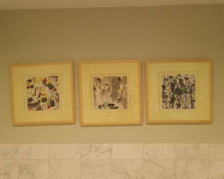 Lot 836: Trio Framed Abstract Art