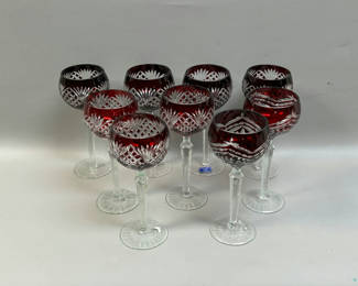 Lot 11: Vintage Romanian Cut Crystal Stem Goblets