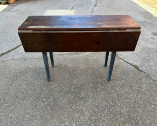 Lot 55:  Vintage Drop Leaf Dining Table with Old Blue Paint 