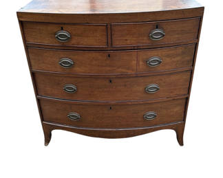 Lot 27: Antique Bow Front Serpentine Chest of Drawers 