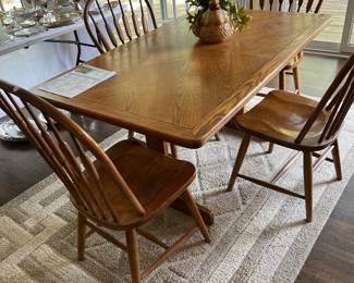 Vintage Quaker style dining table and high-backed chairs