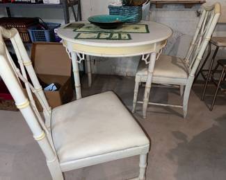 Hollywood Regency style faux bamboo chairs and table