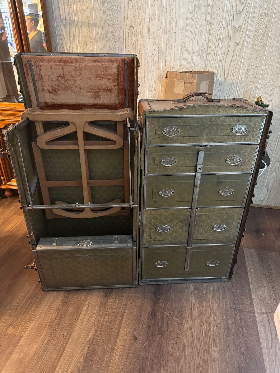 Art Deco Steamer Trunk Or Cabin Wardrobe