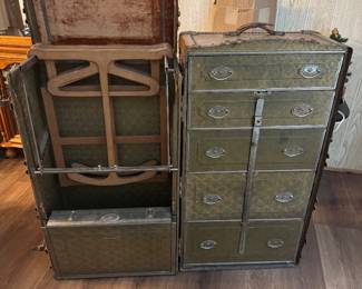 Art Deco Steamer Trunk Or Cabin Wardrobe