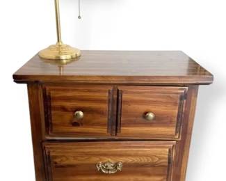 Nightstand With Brass Knobs  Lamp