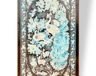 Korean Mother of Pearl Inlaid Peacock Folding Tea Table