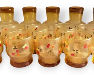 Vintage Amber Glass Juice Tumblers 16ct