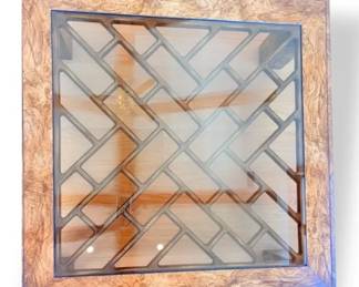 Coffee Table With Brick Pattern And Glass Top