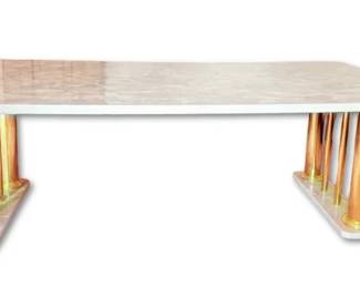 Hollywood Regency Style Faux Marble Coffee Table
