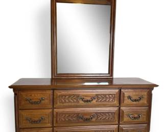 1970s Sumter Cabinet Co. Oak Dresser With Mirror