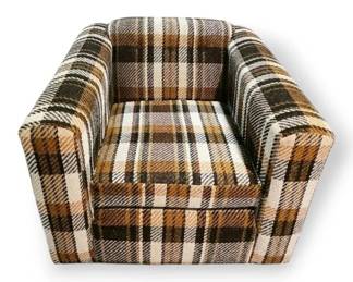 MidCentury Levitz Black  Brown Plaid Club Chair