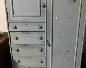 Farmhouse wardrobe. Solid wood and has a milk paint finish.  