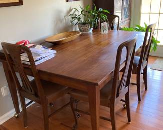 Beautiful large solid cherry dining table with 6 chairs.  