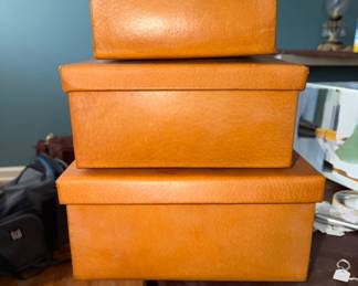 Leather stacking boxes