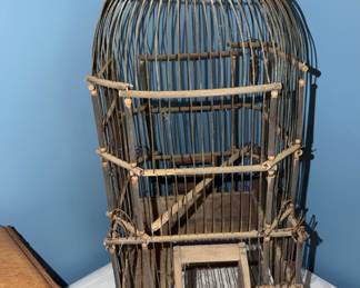 Large wooden vintage bird cage