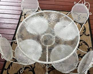 Mid Century Wrought Iron Bistro Table & Chairs