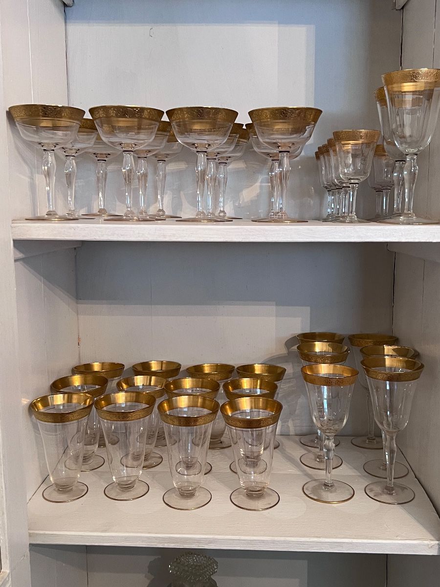 Tiffin-Franciscan “Rambler Rose” Crystal Stemware — Complete 39-Piece Set