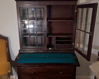 Antique American Secretary Desk with Glass-Front Bookcase (2-piece)