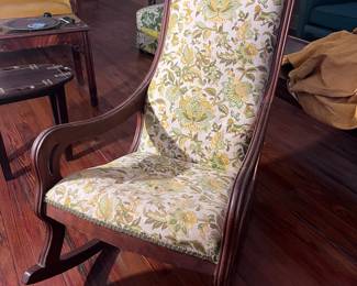 Victorian-Style Upholstered Platform Rocking Chair