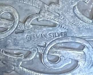 Engraved German Silver Overlay Glass Vanity Jar