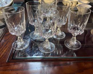 Set of 6 Cristal d'Arques 'Longchamp' Pattern Crystal Wine Goblets