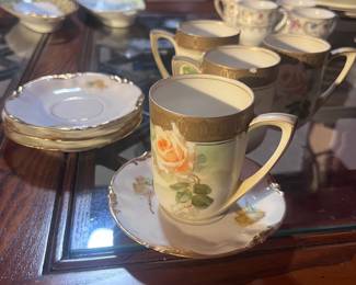 R.S. Germany Hand-Painted Demitasse Cups & Saucers, Set of 4 (Reinhold Schlegelmilch, c. 1904-1938)