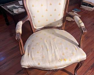 Century Chair Company Carved Wood Upholstered Armchair