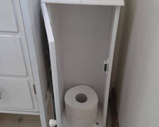 White Wood Scroll Toilet Paper Cabinet second image