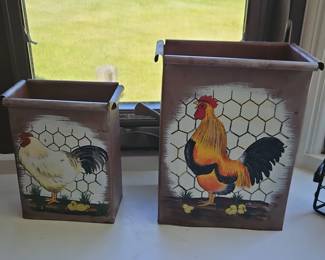 Rooster and Chicks Planters