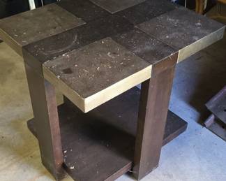 Wood and Metal Geometric Side Table