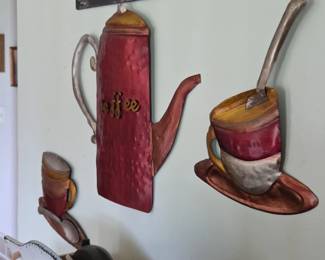 Coffee Pot and Cup Metal Wall Decor second image