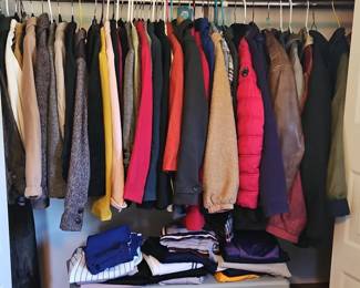 Assorted Baseball Caps and Mens Clothes