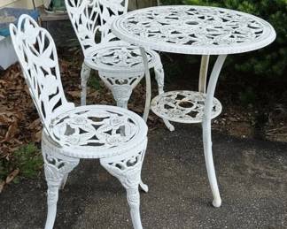White Cast Iron Bistro Set