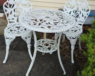 White Cast Iron Bistro Set second image