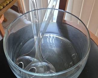 Glass Salad Bowl with Tongs second image