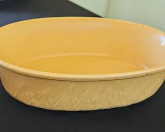Yellow Embossed Oval Baking Dish