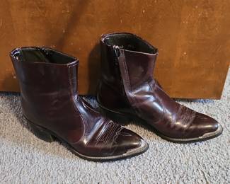 Mens Burgundy Leather Western Boots, mens size .
