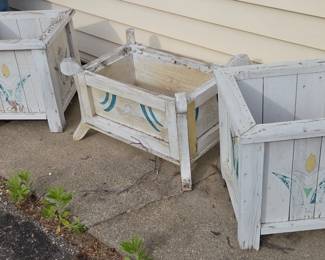 Painted Wooden Planters Set second image
