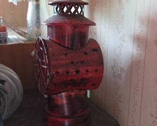 Red Metal Railroad Lantern second image