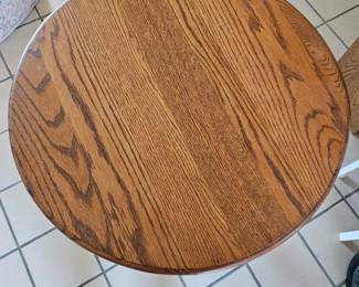 Round Oak Pedestal Side Table second image