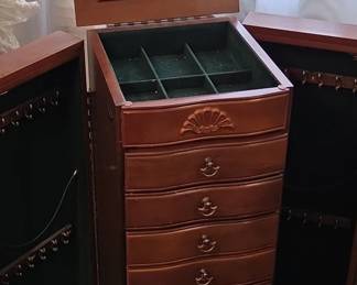 Wooden Jewelry Armoire with Drawers second image