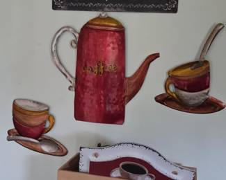 Coffee Pot and Cup Metal Wall Decor third image