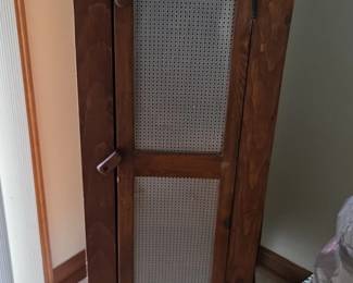Vintage Pie Safe Cabinet with Cane Panel