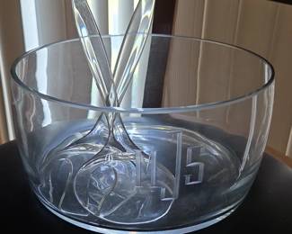 Glass Salad Bowl with Tongs