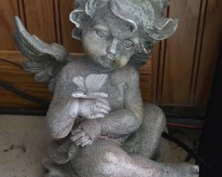 Cherub Holding Butterfly Statue