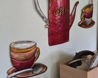 Coffee Pot and Cup Metal Wall Decor